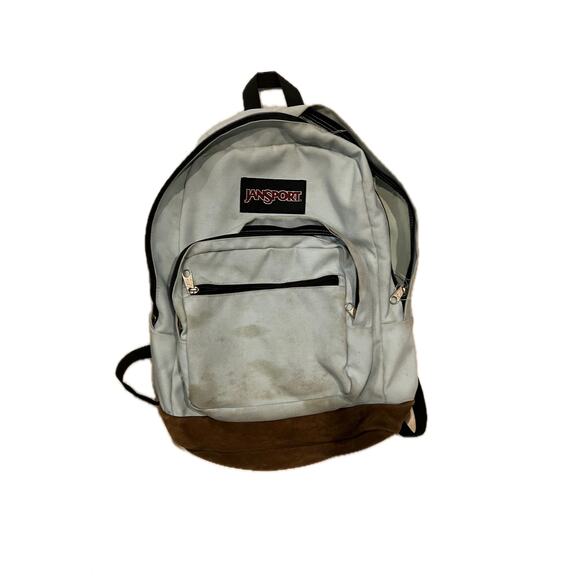 JanSport Right Pack 3 Section White Brown Backpack - Picture 1 of 6